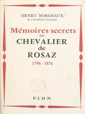 cover image of Mémoires secret du chevalier de Rosaz